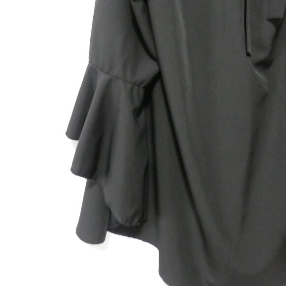 SHEIN - Curve | 1XL | Chic Black Blouse | Bell Sleeves | Back Tie Detail - Picture 13 of 15
